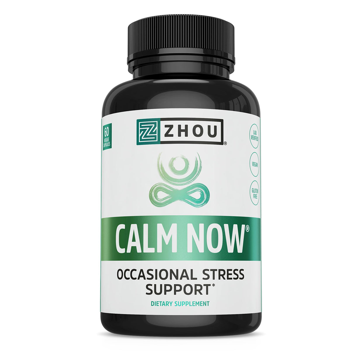 ZHOU Calm Now – bouteille montrée, détente naturelle après une longue journée.