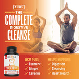 ZHOU Cider Detox contient gingembre, curcuma et cayenne pour l'équilibre.
