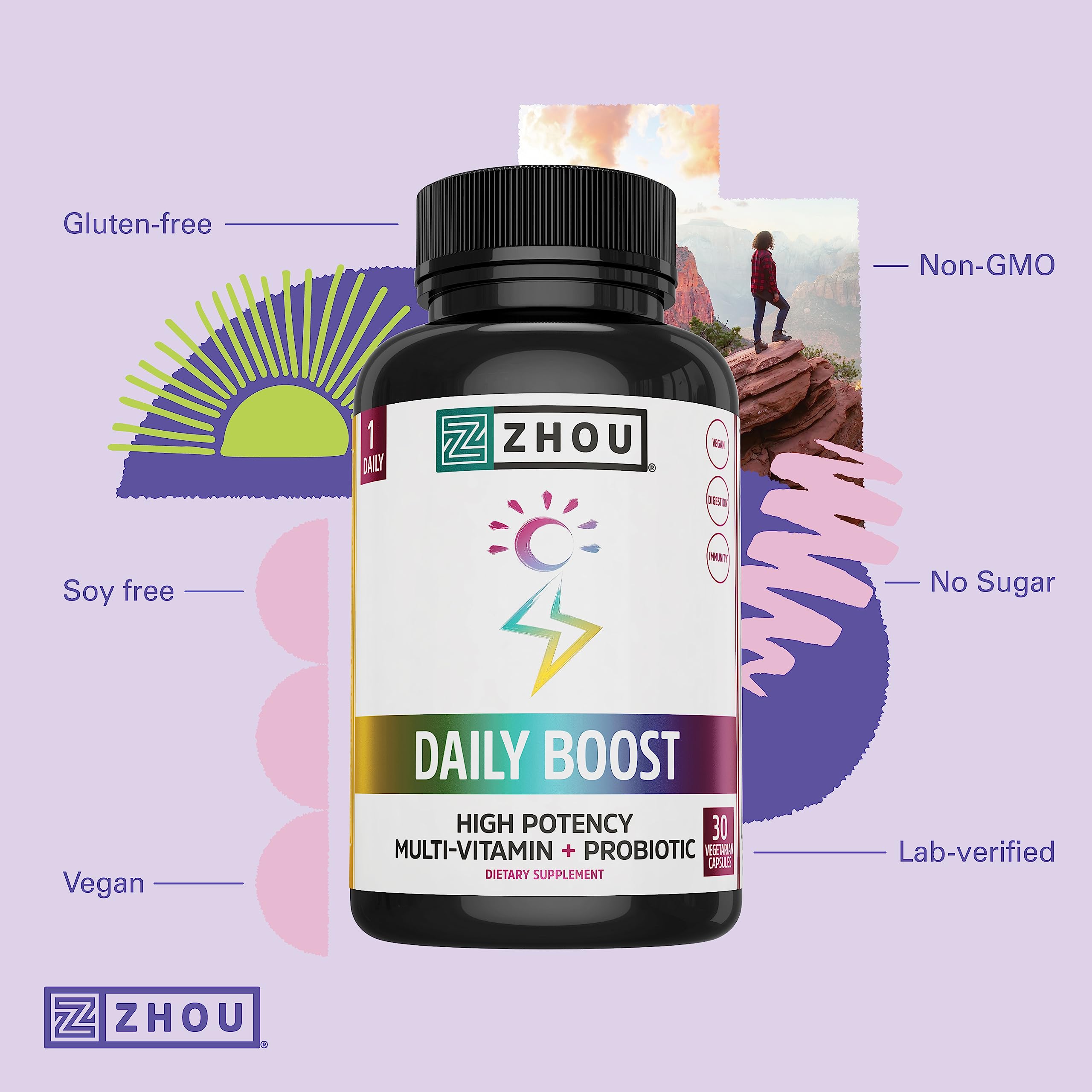 ZHOU Daily Boost tableau ingrédients présentant les éléments clés du produit.