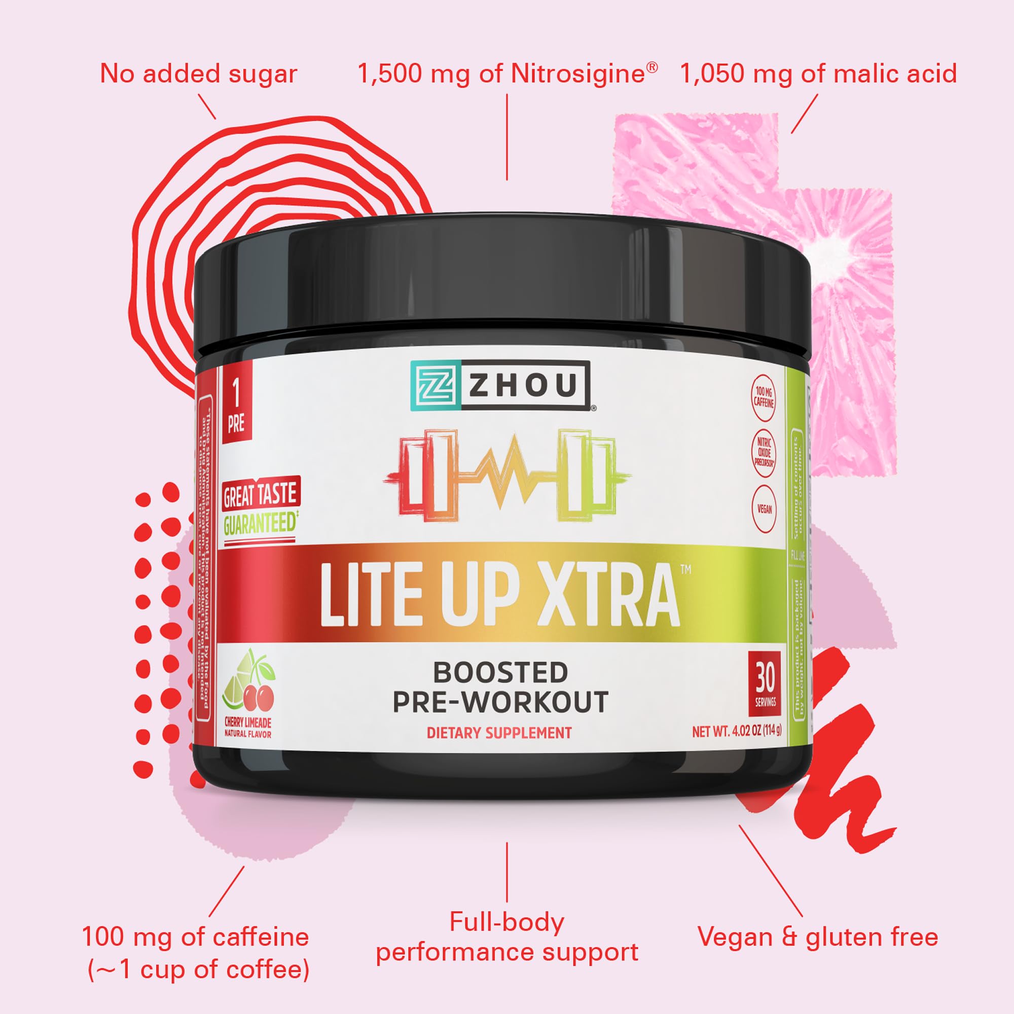 ZHOU Lite Up Xtra – Boisson cerise-limeade prête à hydrater pendant l'effort