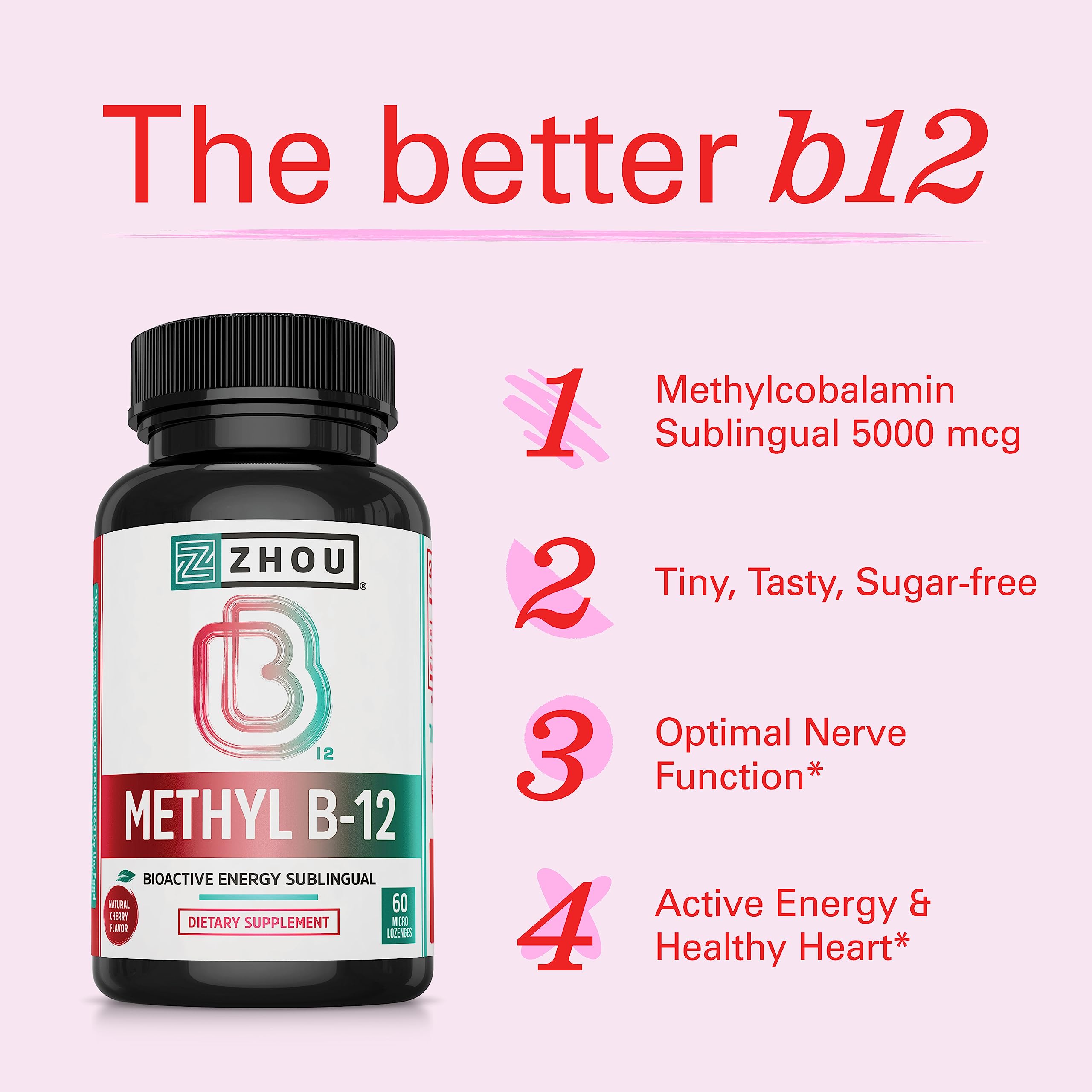 Zhou Methyl B12 vegan, option sans produits animaux pour énergie.