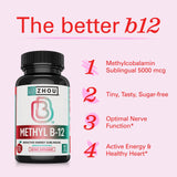 Zhou Methyl B12 vegan, option sans produits animaux pour énergie.