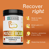 ZHOU Muscle BCAA Poudre — mélange dans l'eau pour une boisson rafraîchissante
