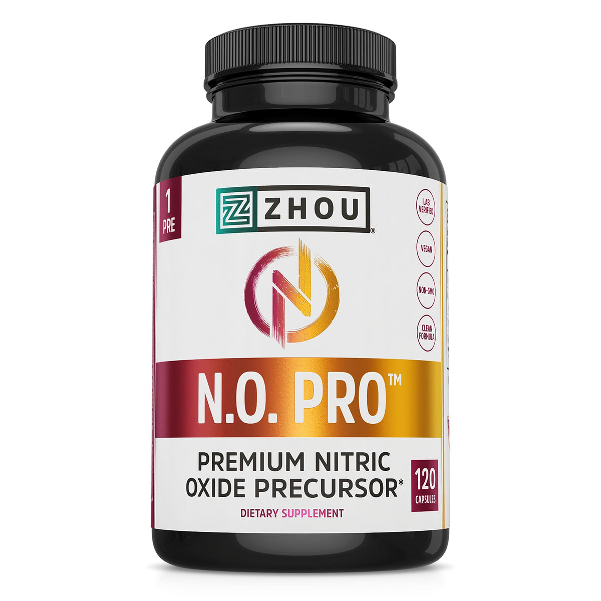 ZHOU N.O. PRO – Bouteille et étiquette pour visualiser le complément d’énergie.