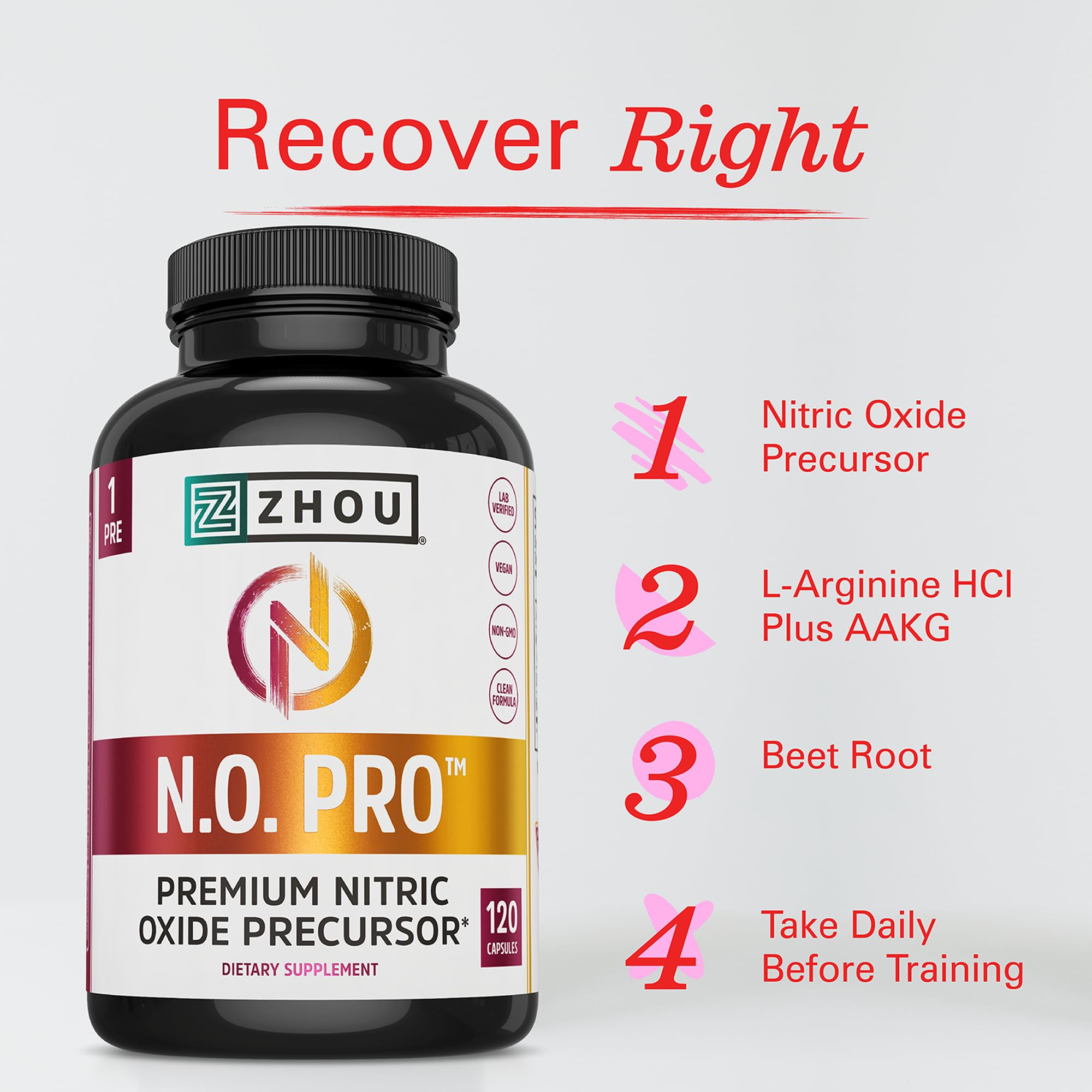ZHOU N.O. PRO – Ingrédients betterave et arginine soutenant la circulation pendant l’activité.