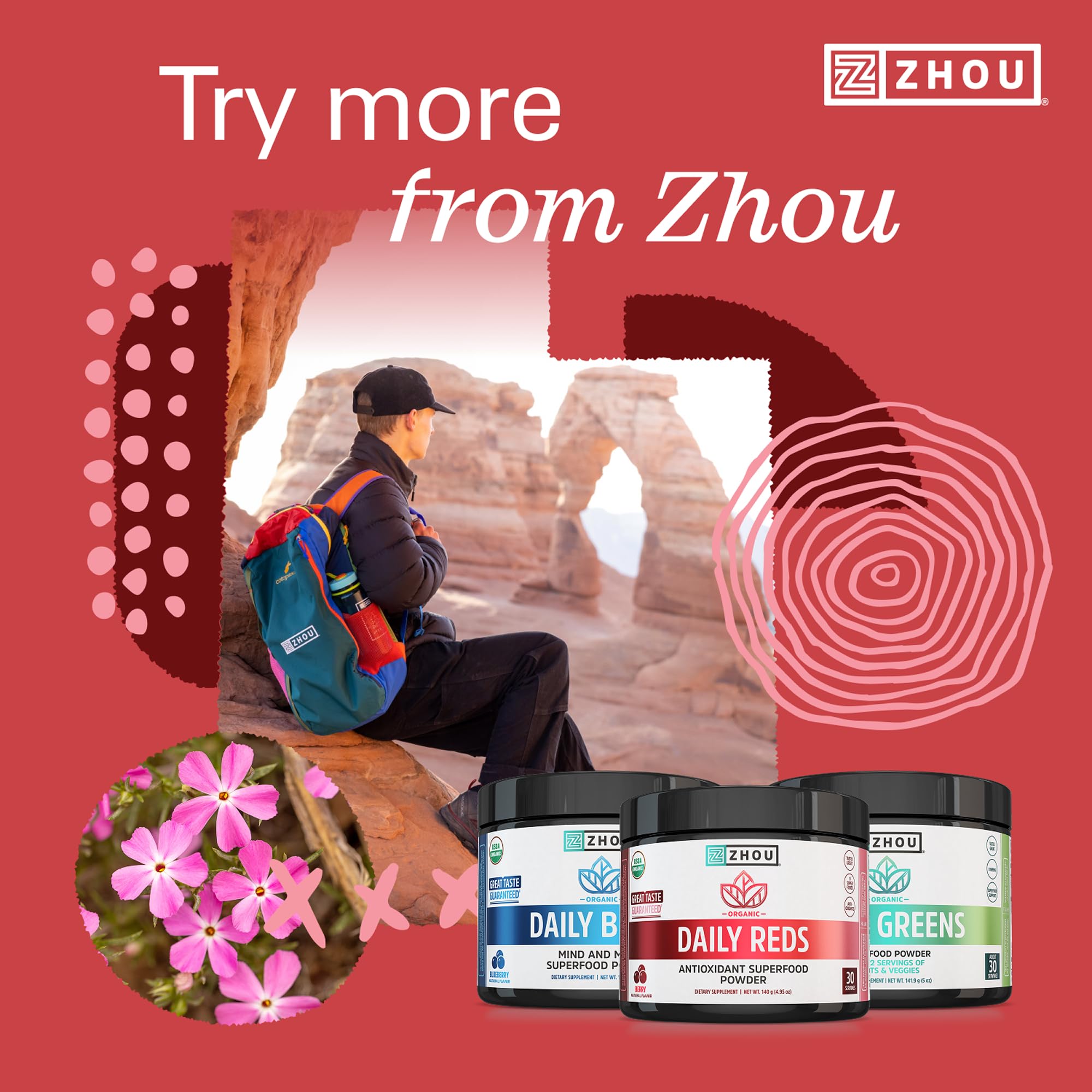 Poudre Zhou dans un flacon doseur pour une utilisation quotidienne.