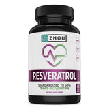 ZHOU Résveratrol — bouteille: soutien potentiel de la santé cardiaque et de la circulation.