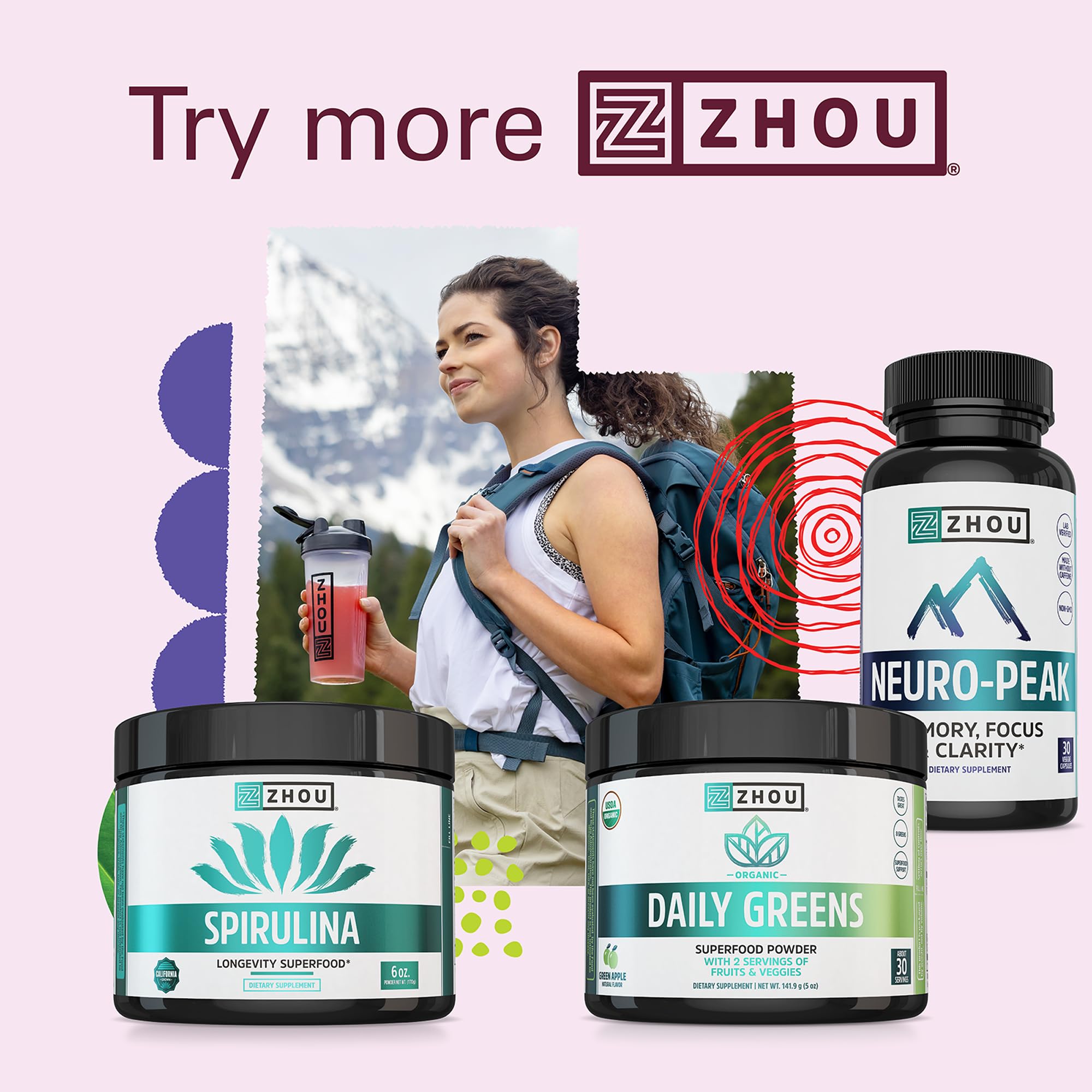 Shaker avec Zhou Spiruline, dissolution rapide et pureté végétale