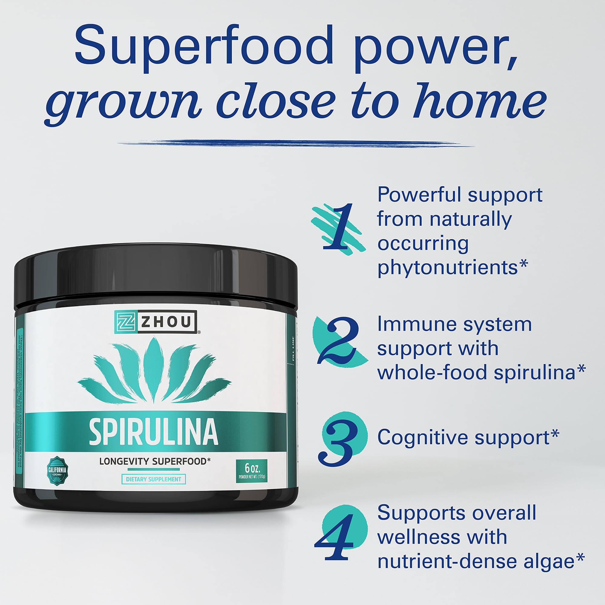 Spiruline Zhou ajoutée à un smoothie vert pour un boost d'antioxydants