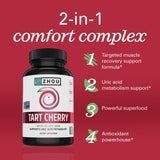 Étiquette Zhou Tart Cherry Extract sur l'emballage indiquant 1000 mg par gélule