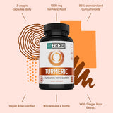 Panneau ingrédients Zhou Turmeric Ginger, montrant curcuminoïdes et gingembre pour le bien-être.
