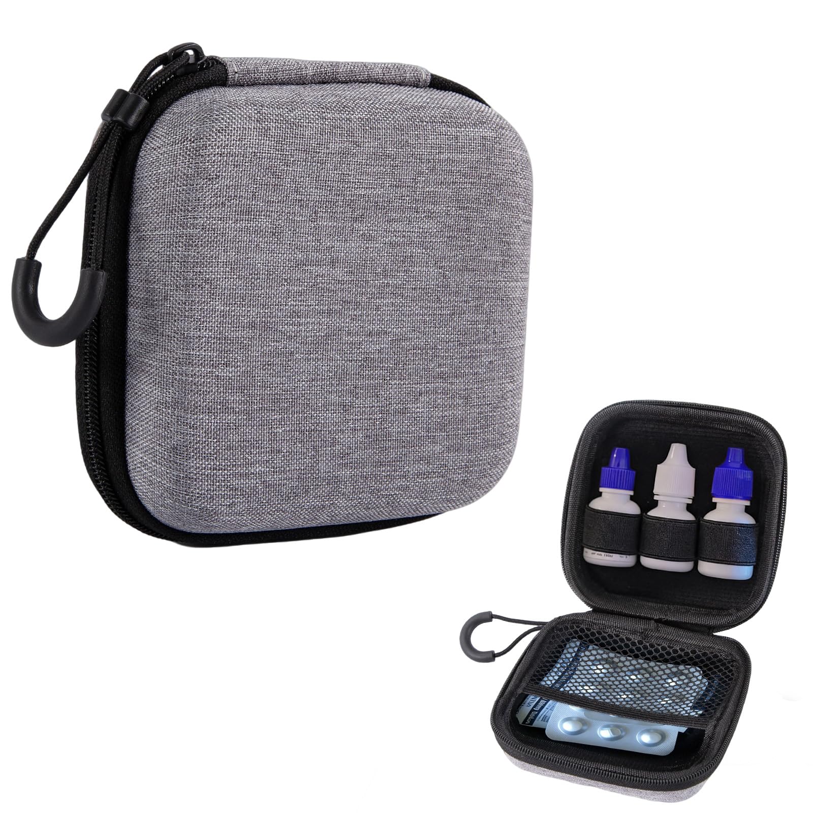 Organiseur ZHUOGWJFJ pour voyage : rangement sûr des gouttes et petites pilules.