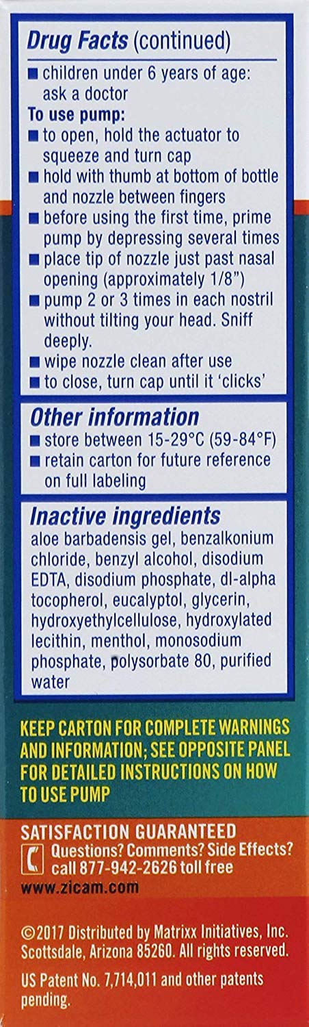 Zicam arôme menthol-éucalyptus : offre une sensation de fraîcheur et peut faciliter la respiration.