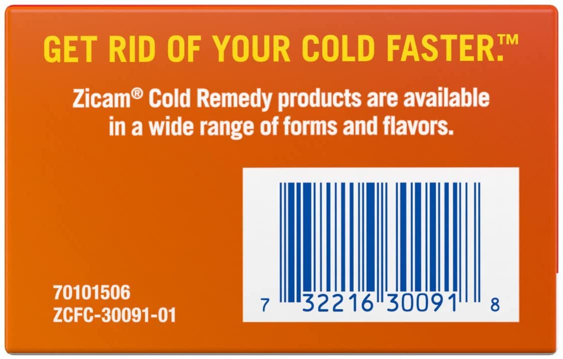 Zicam comprimés sans sucre orange crème, option légère et pratique.