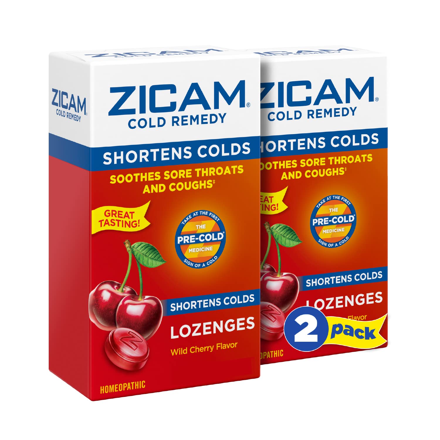 Pastilles Zicam goût cerise sauvage soutiennent potentiellement les premiers signes du rhume.