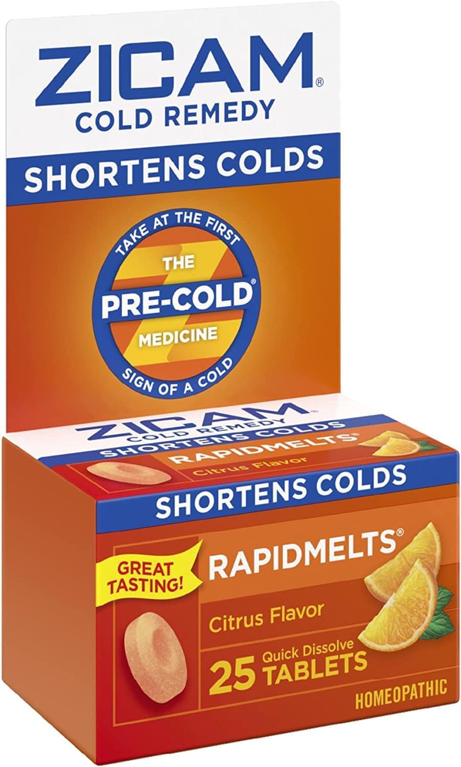 Utilisation sans eau, Zicam RapidMelts citrus pratique lors de déplacements.
