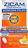 Zicam tablettes pratiques en déplacement, format pack orange crème.