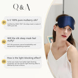 Masque ZIMASILK bleu nuit, léger et élégant pour des nuits reposantes.