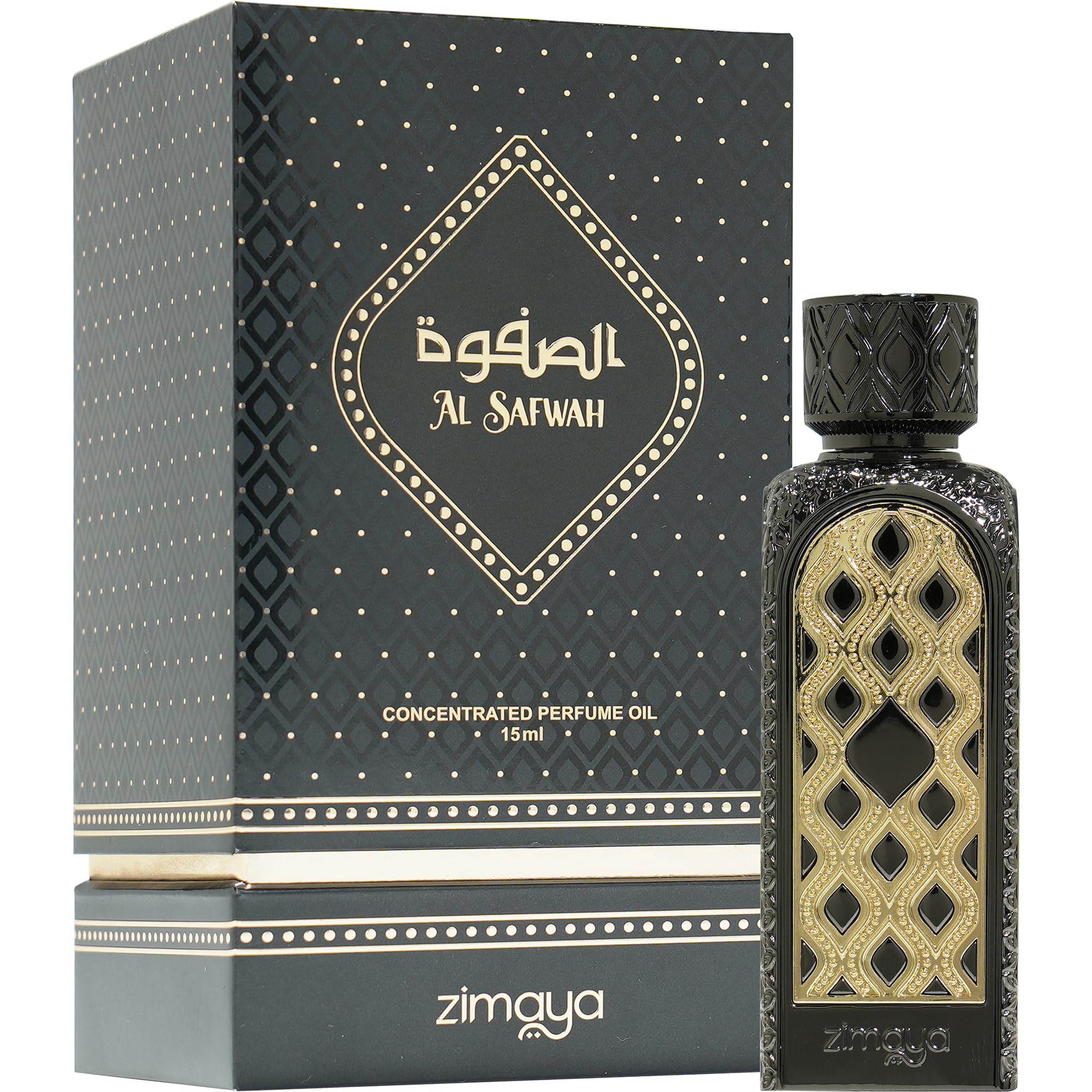 Zimaya Al Safwah: cœur oud et ambre pour un sillage élégant et sophistiqué.