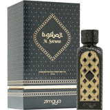 Zimaya Al Safwah: cœur oud et ambre pour un sillage élégant et sophistiqué.