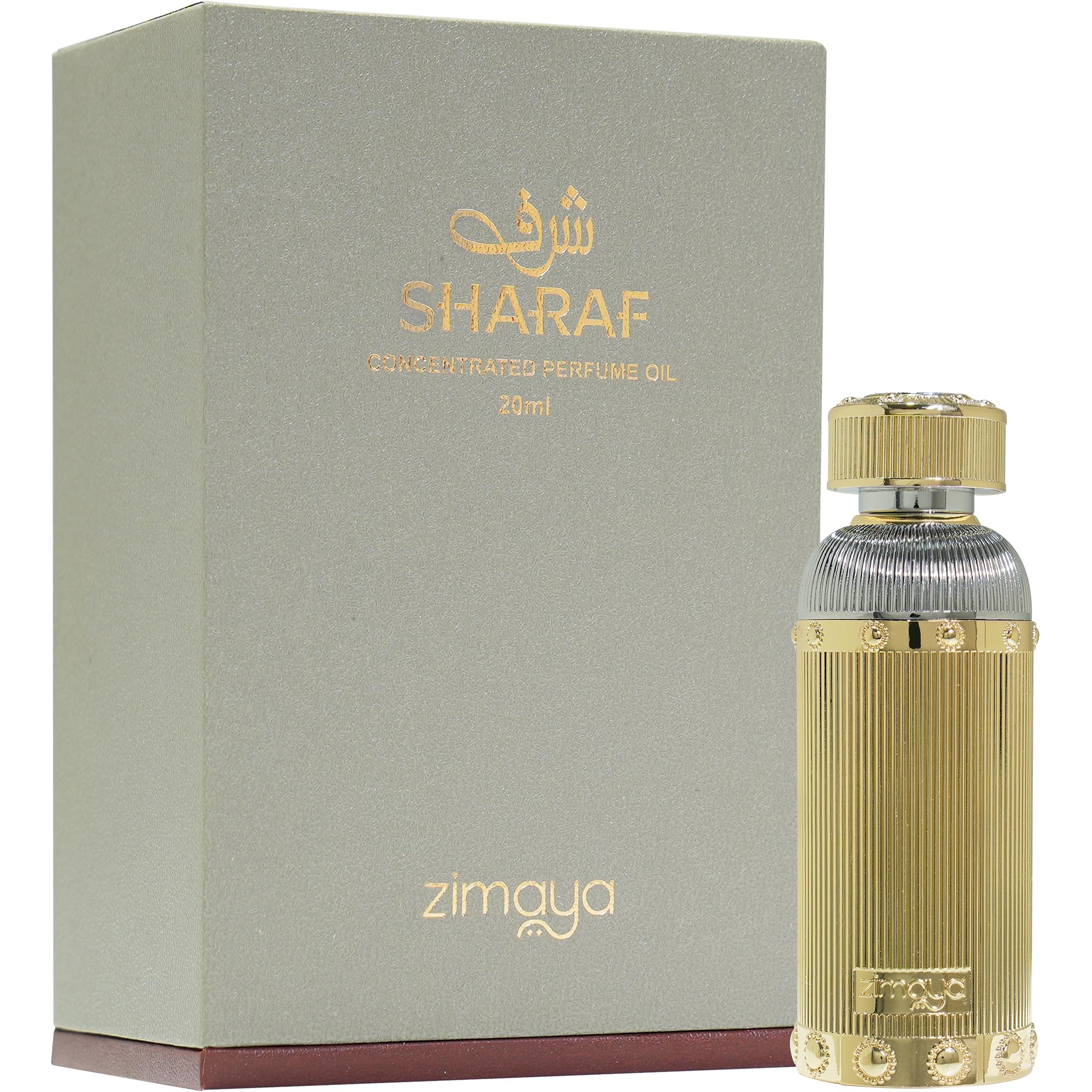 Zimaya Sharaf, fond ambré musc benzoin, élégance durable.