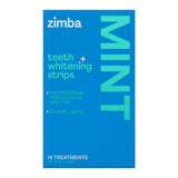 Zimba Strips montre l'emballage à la menthe, prêt pour un soin blanchissant quotidien.