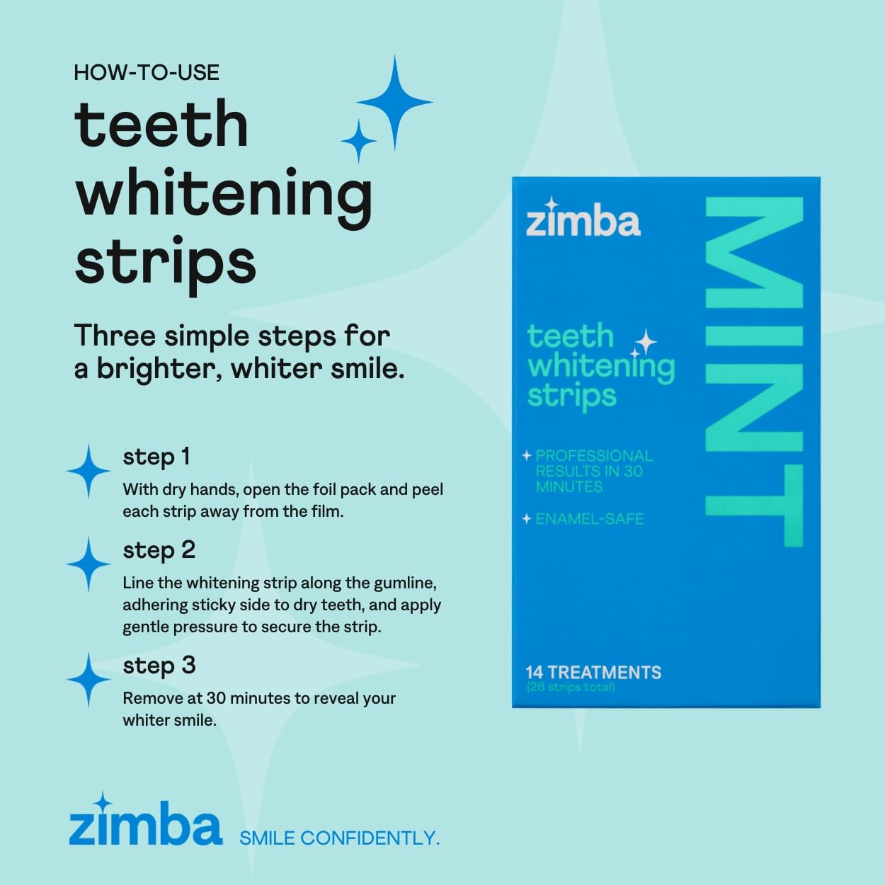 Résultats du premier jour avec Zimba Strips : sourire visiblement plus clair après une utilisation.