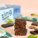 Barre Zing proteinee vegan emballage portable pour deplacement.