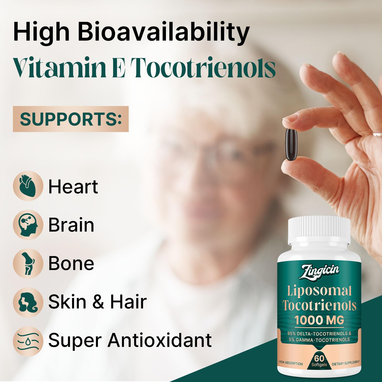 Zingicin tocotrienols etiquette - étiquette claire pour une identification facile.