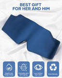 Masque zinpaza en soie avec bande reglable bleu nuit pour ajustement personnalisé.