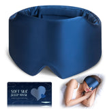 Masque zinpaza en soie grand format bleu nuit favorisant le repos et l'obscurité.