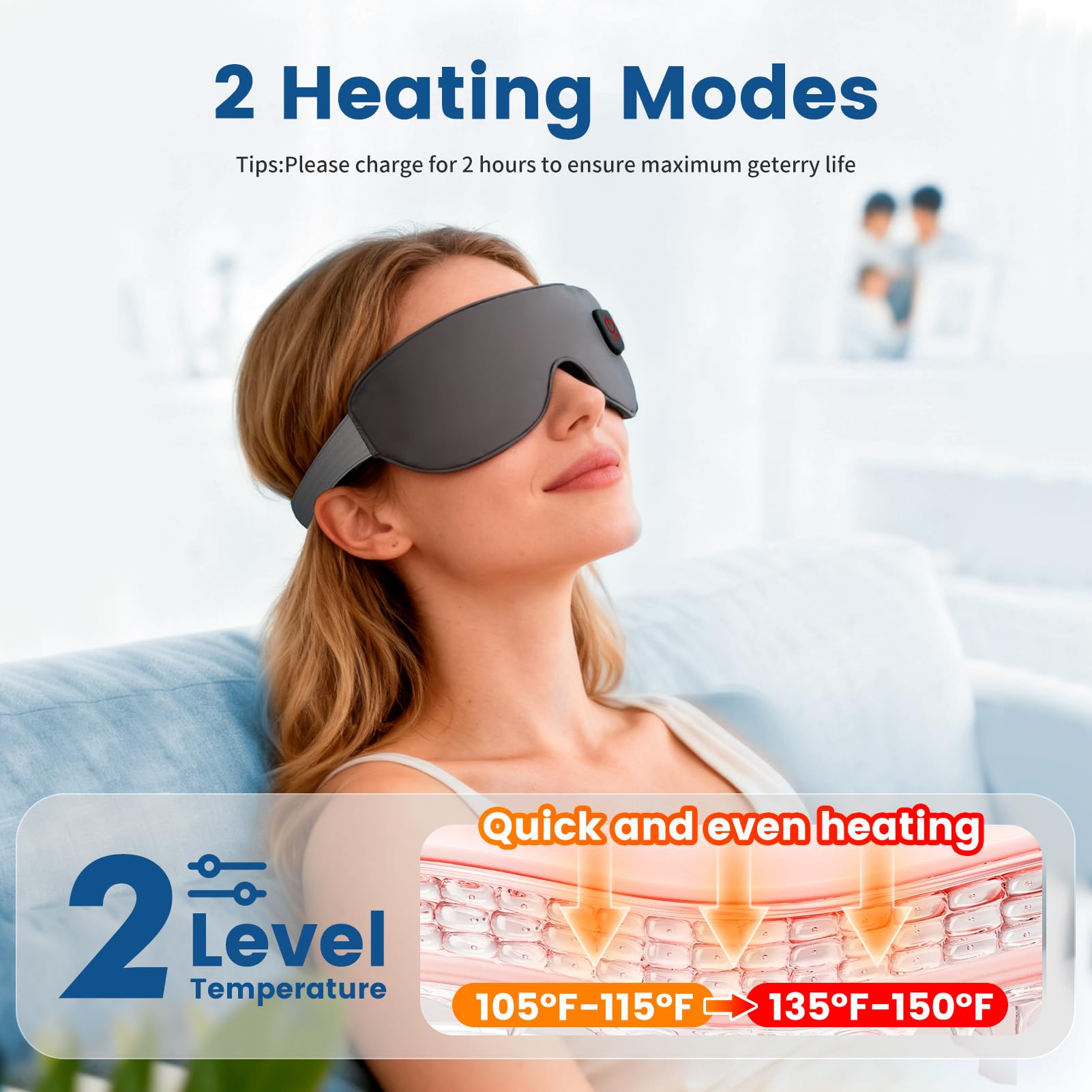 Masque oculaire Zinpaza sans fil rechargeable, usage flexible à domicile