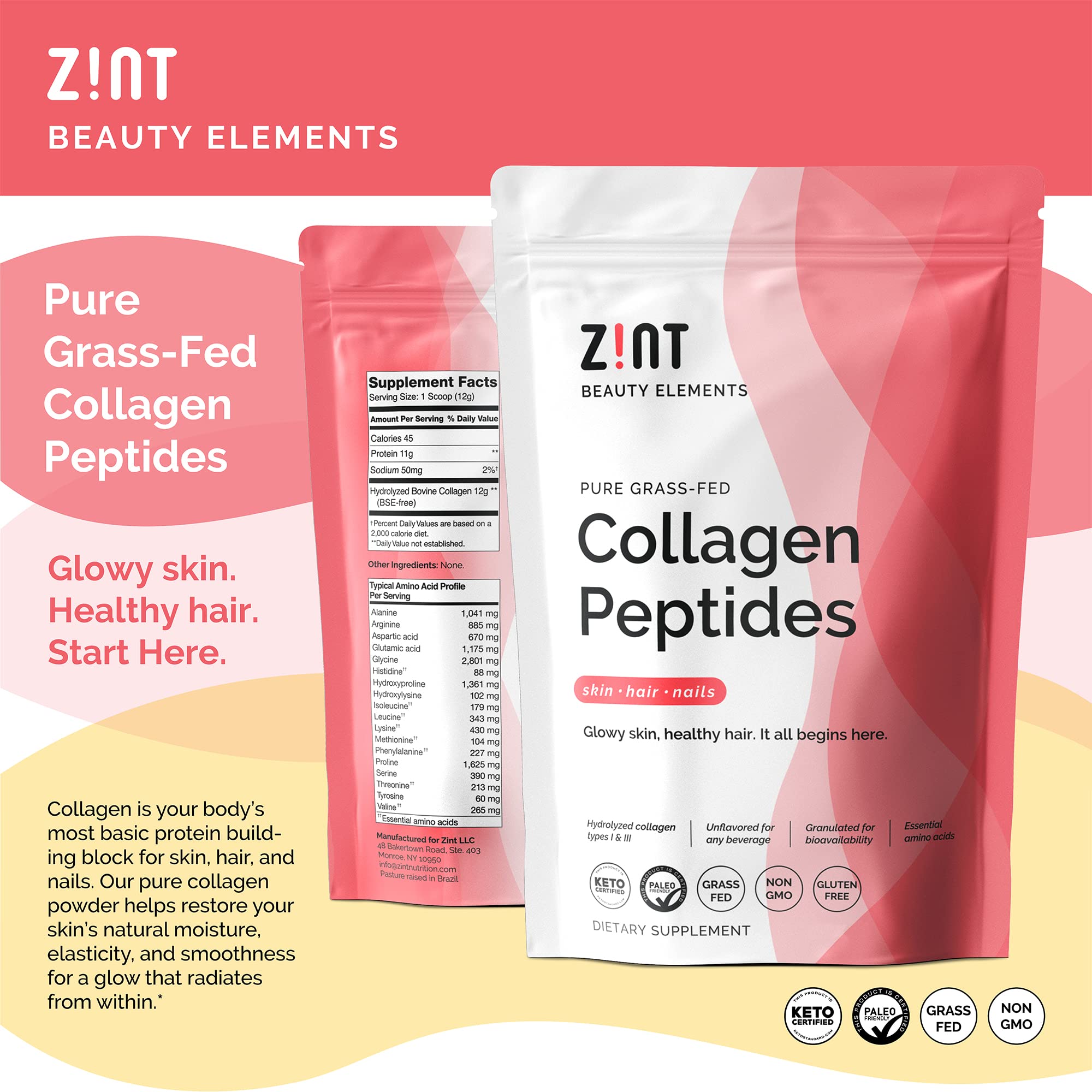 Zint Collagène Peptides — formule Type I & III pour l’élasticité des tissus