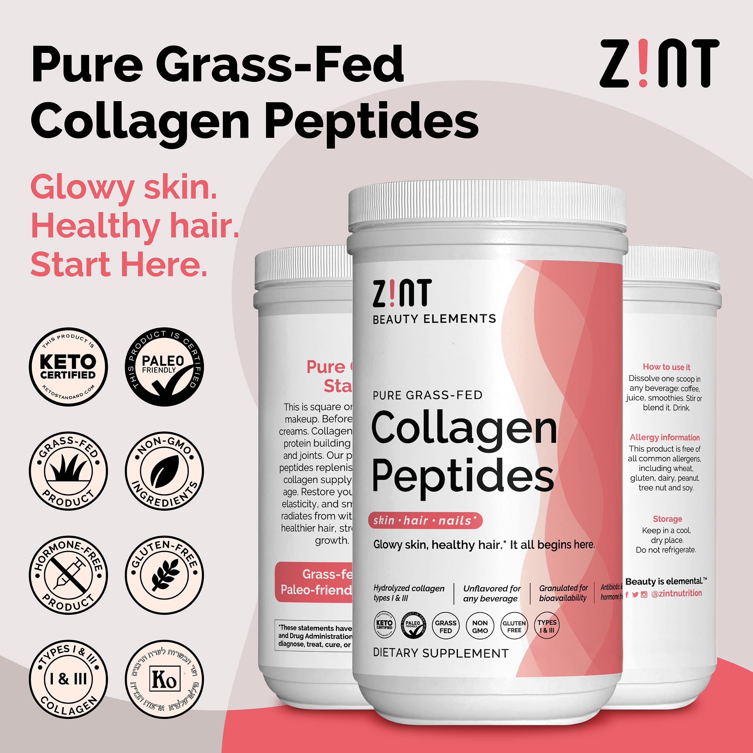 Cuillère-doseur Zint Collagen Peptides XL pour mesurer rapidement la portion.