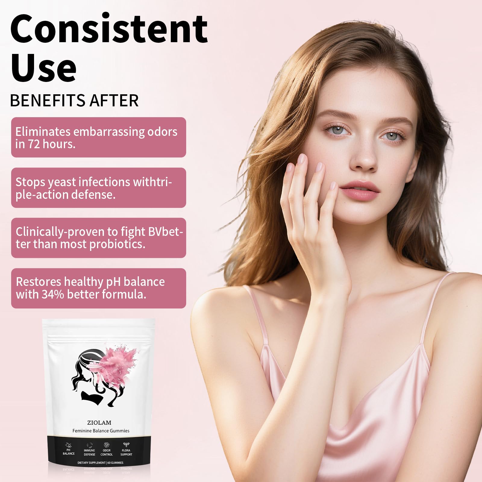 Gommes Ziolam Équilibre Féminin, format pratique, à emporter