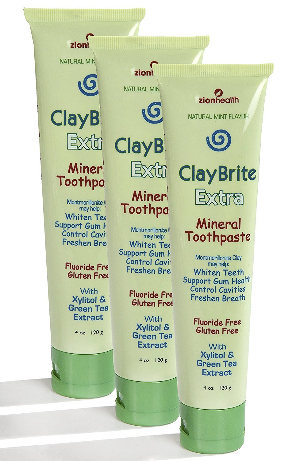 Dentifrice Zion Health ClayBrite Extra Minéral – pack3 pour une bouche fraîche et naturelle