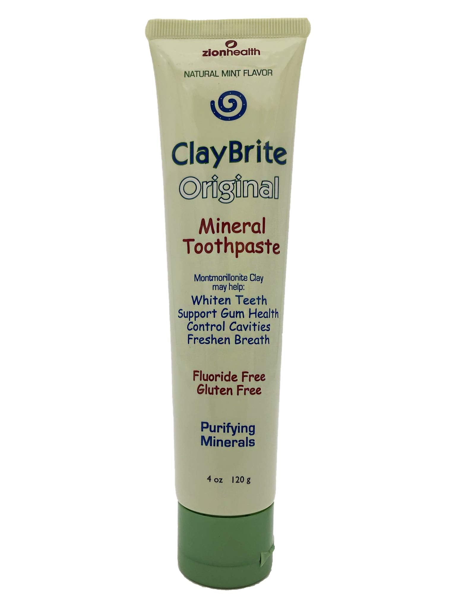 Claybrite Zion Health pâte dentifrice montmorillonite pour haleine durable et naturelle