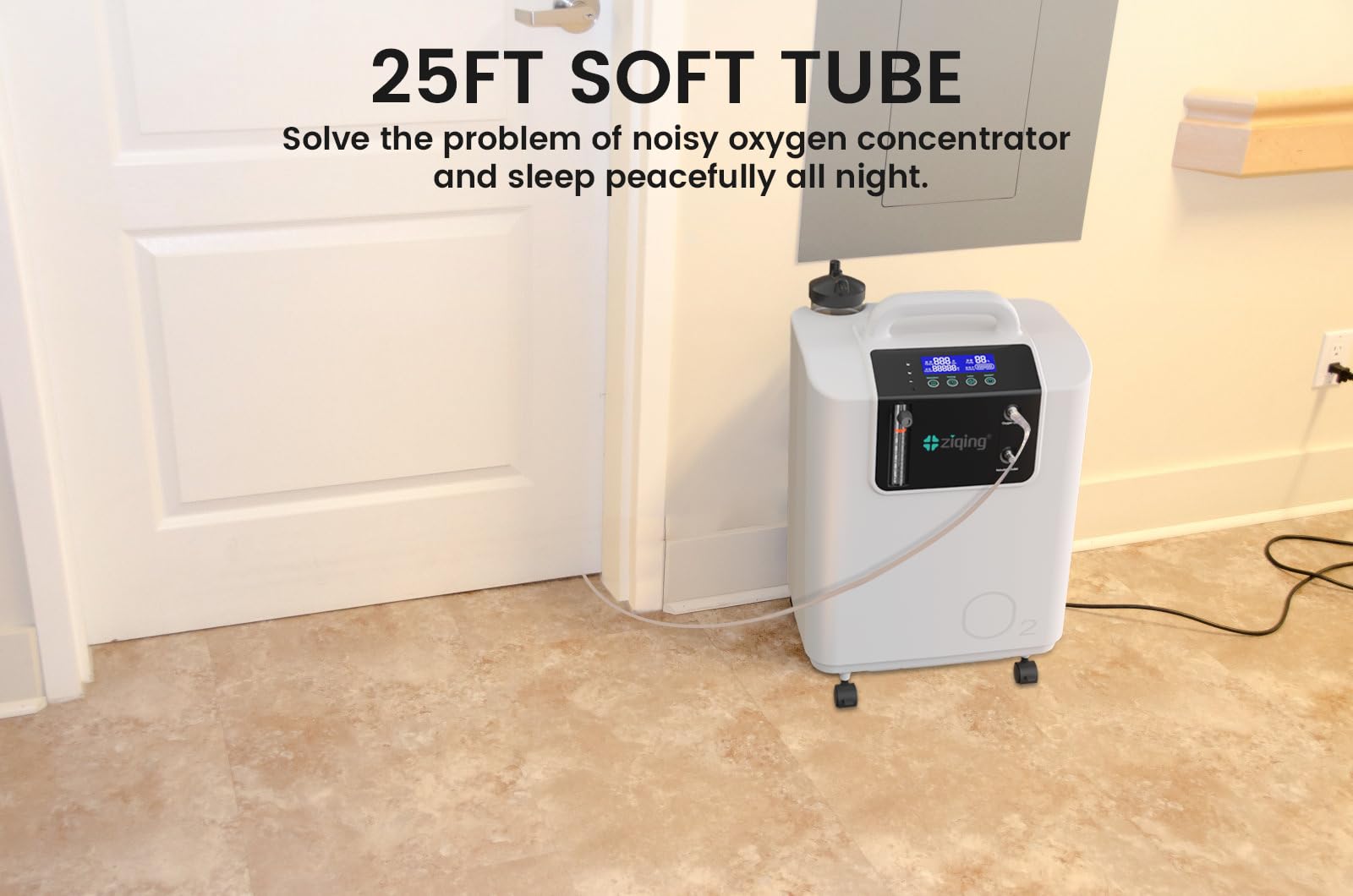 ZIQING tuyau d'oxygène 25 pieds, tube léger idéal pour domicile ou voyage.
