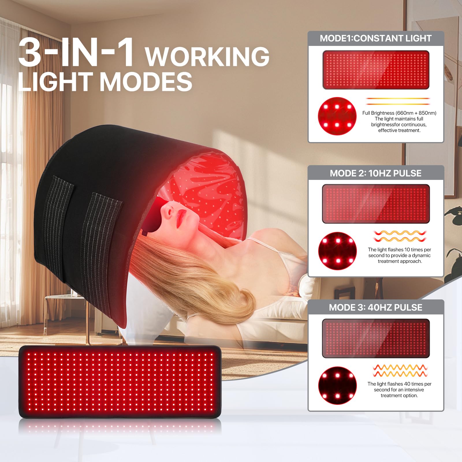ZIROCTD lumière rouge 660nm et infrarouge 850nm, pénétration adaptée