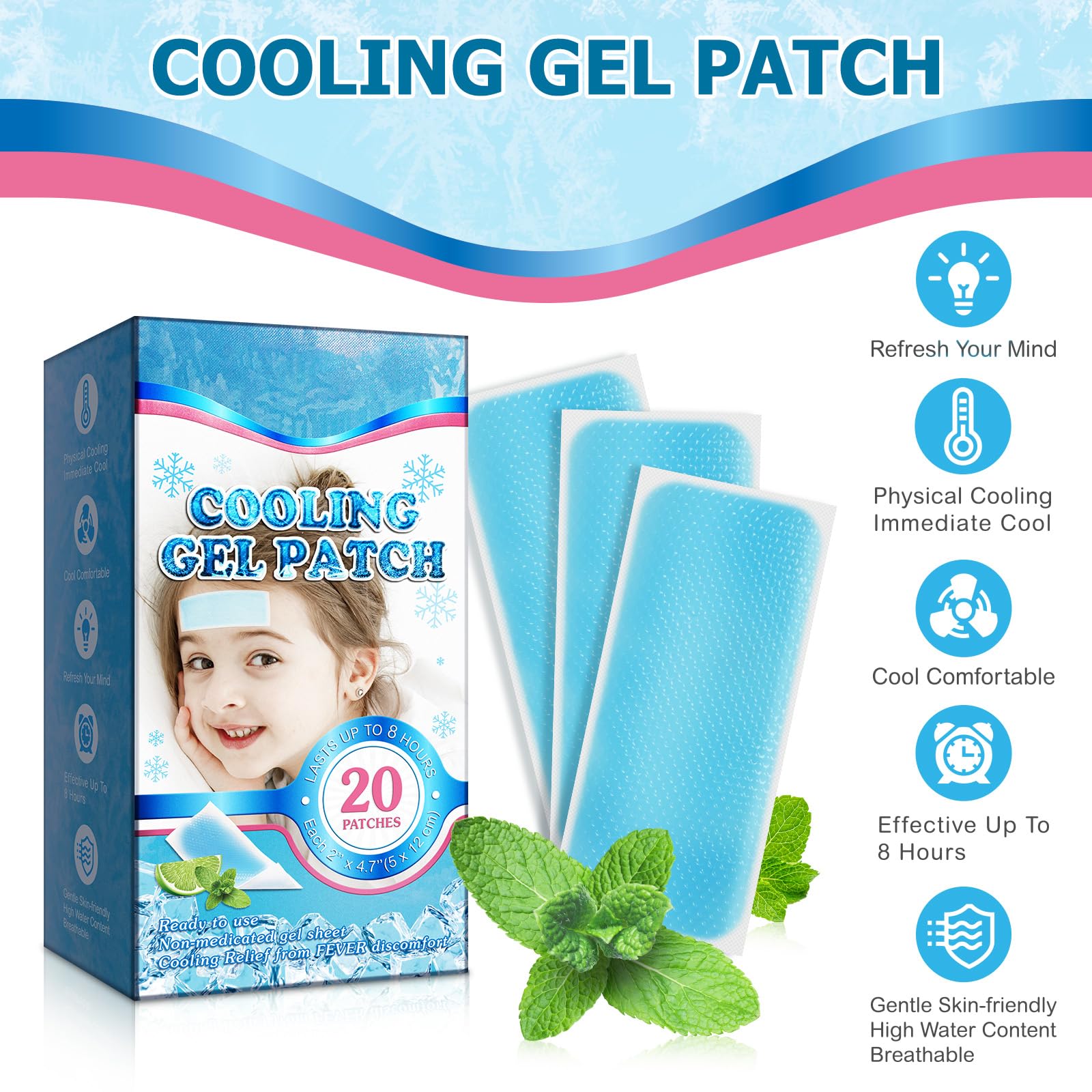 Gel frais ZIXAOK, gros plan: effet rafraîchissant durable.