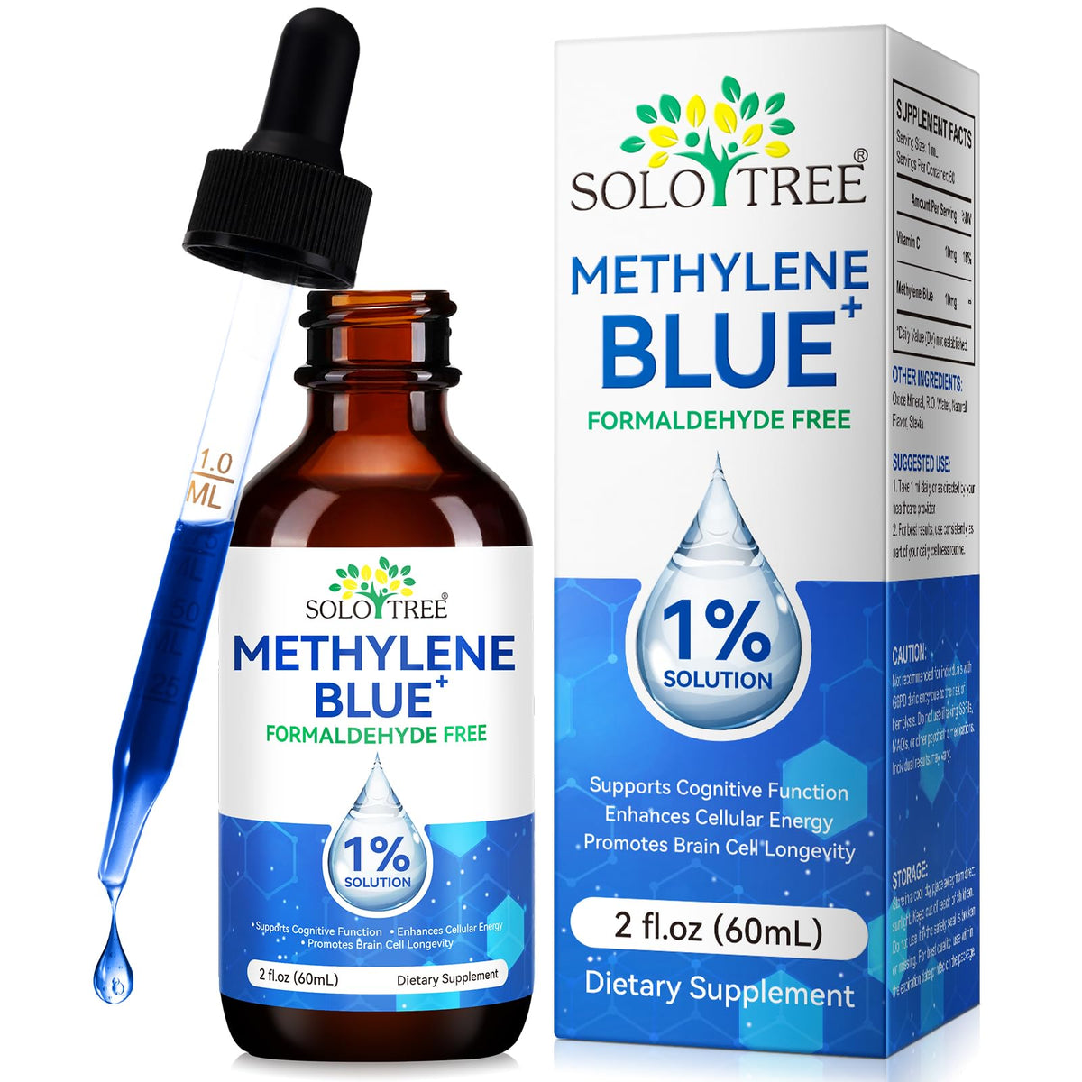 ZIXAOK Ultra Methylene Blue – Bouteille verre 60 ml, usage quotidien possible pour le bien-être général