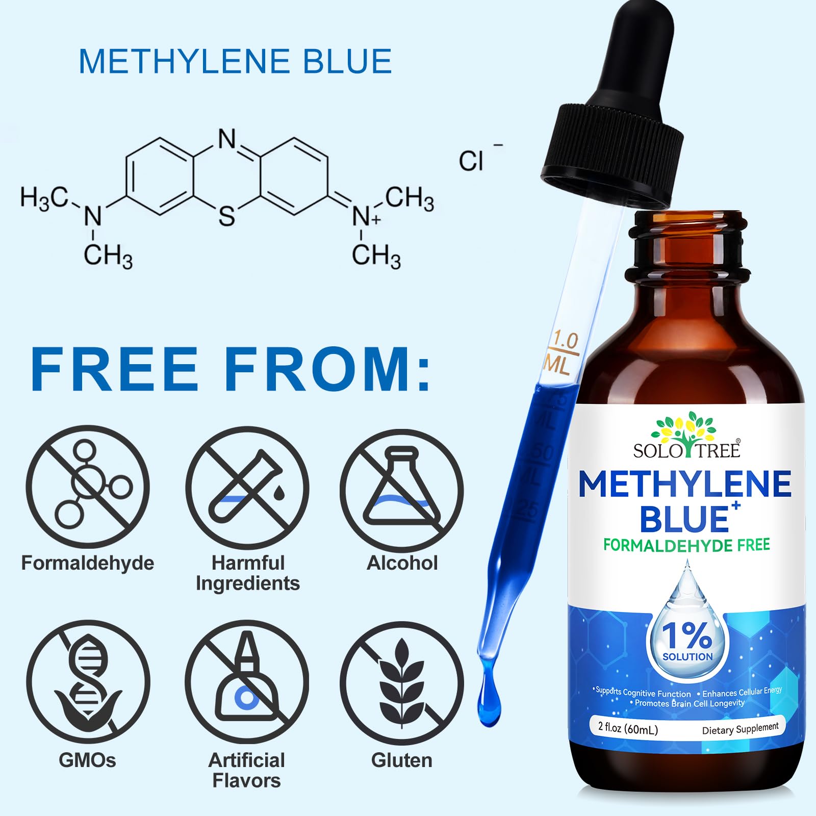 Flacon bleu translucide de ZIXAOK Ultra Methylene Blue