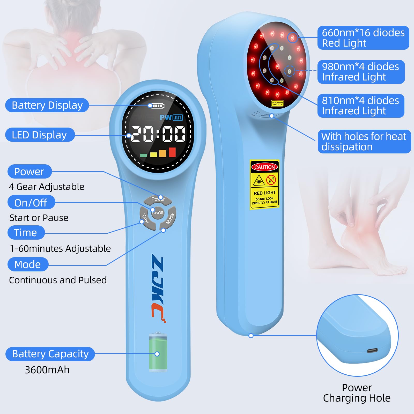 ZJKC lampe therapie rouge propose programmes et temps personnalises