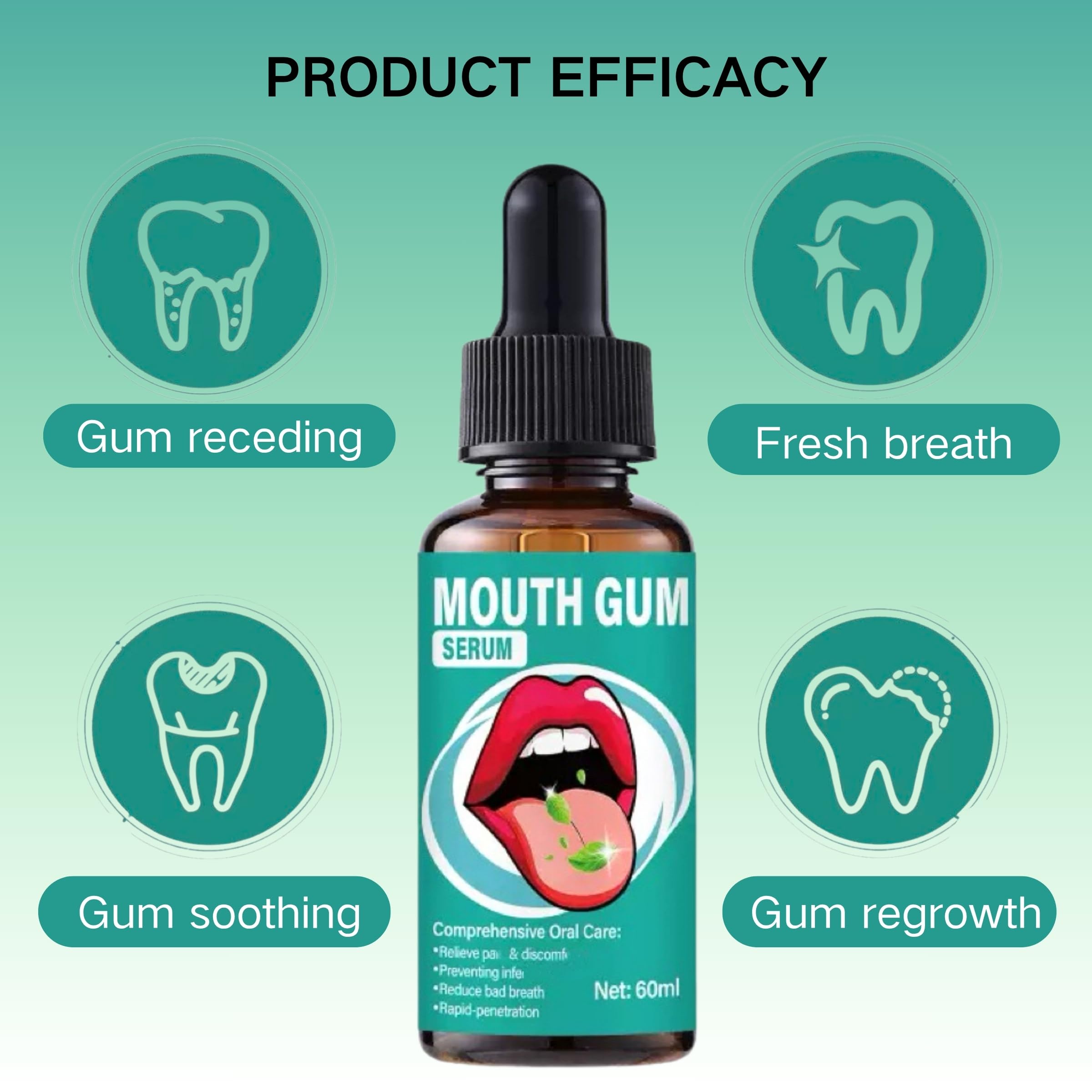 ZLSJJCLMZ Gum Restore Drops — avant et après sur les gencives.