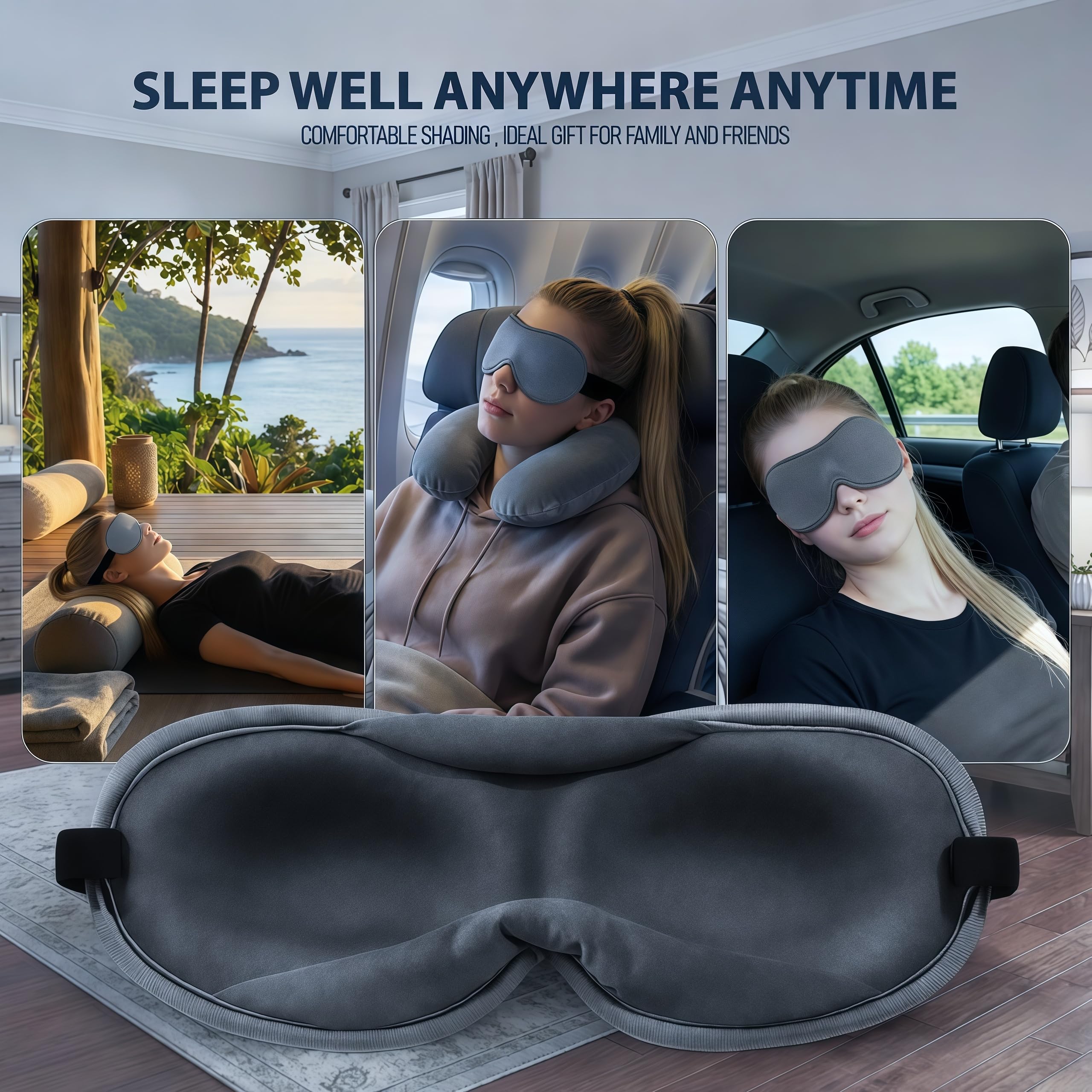 ZLZQER masque yeux, étui de rangement inclus pour voyager facilement.