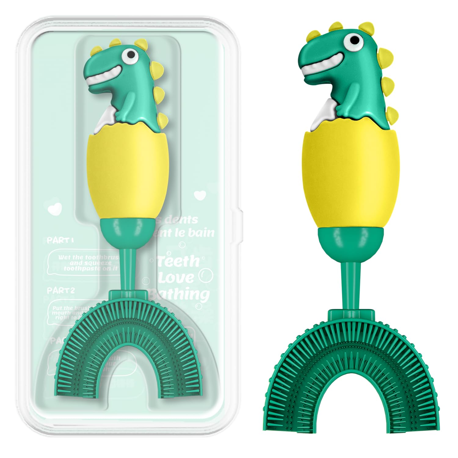 Brosse ZMRZ U en jaune pour enfants, nettoyage 360° des dents.