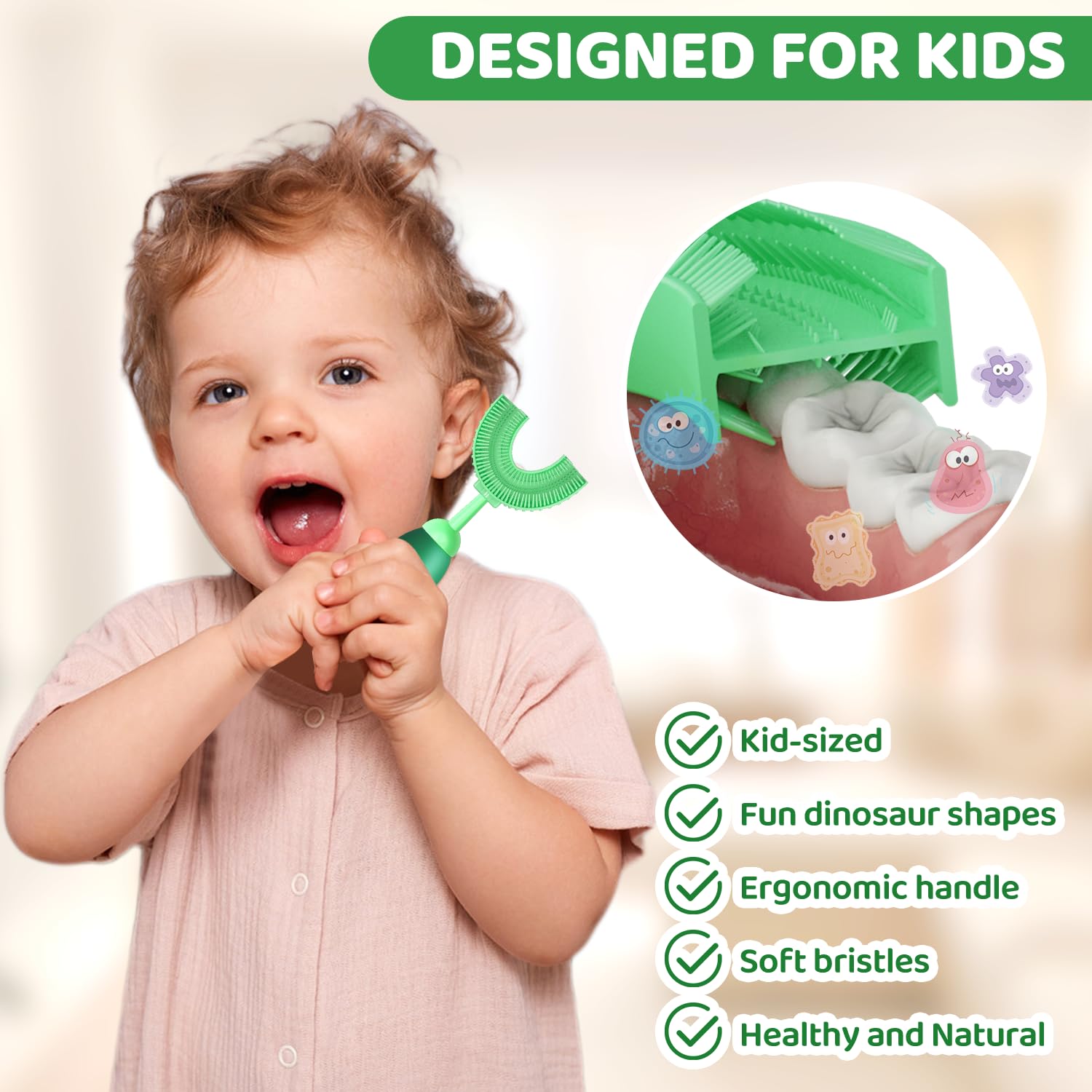 Design dinosaure ZMRZ, brossage attractif pour les jeunes.