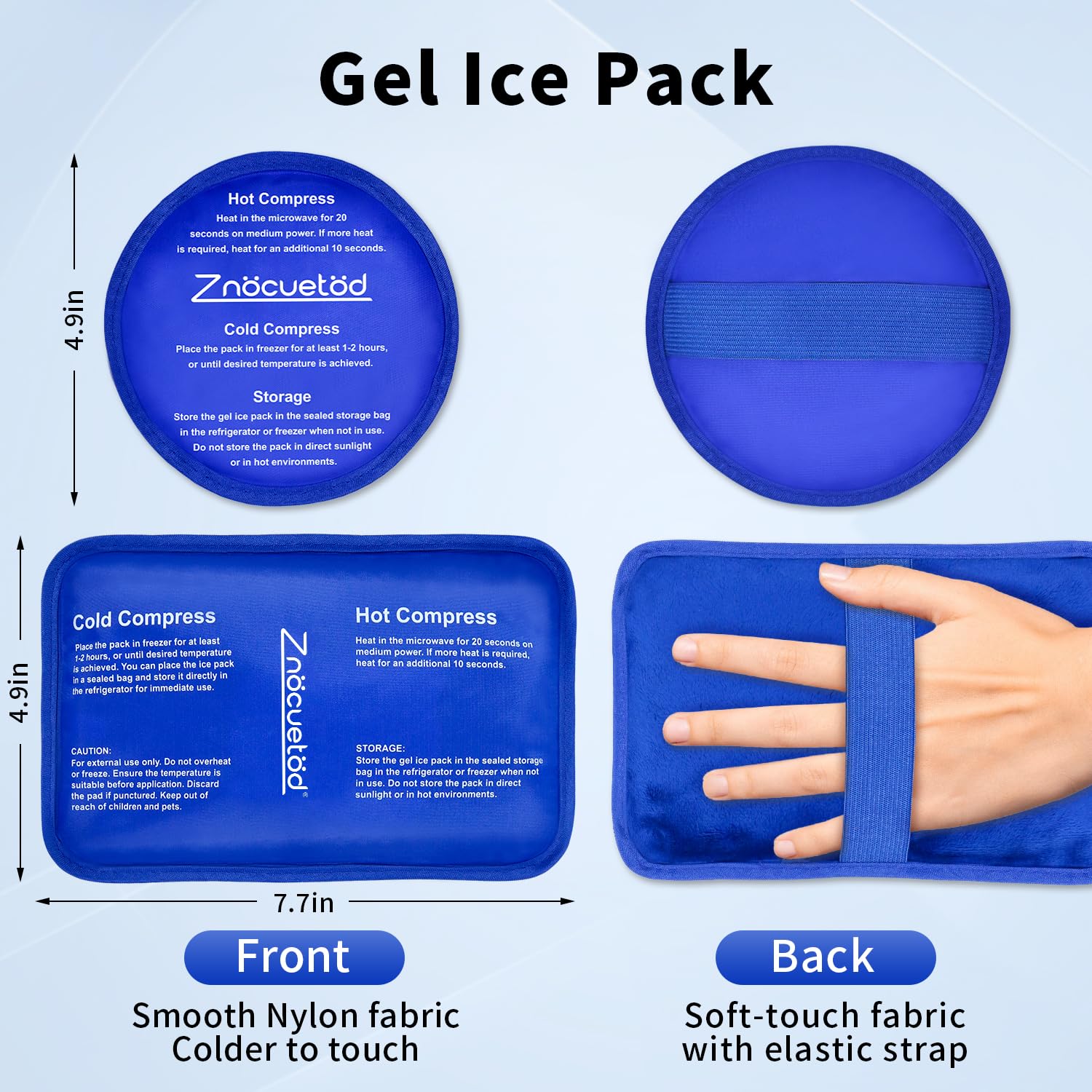 ZNÖCUETÖD pack glace rond doux pour applications localisées et confort.
