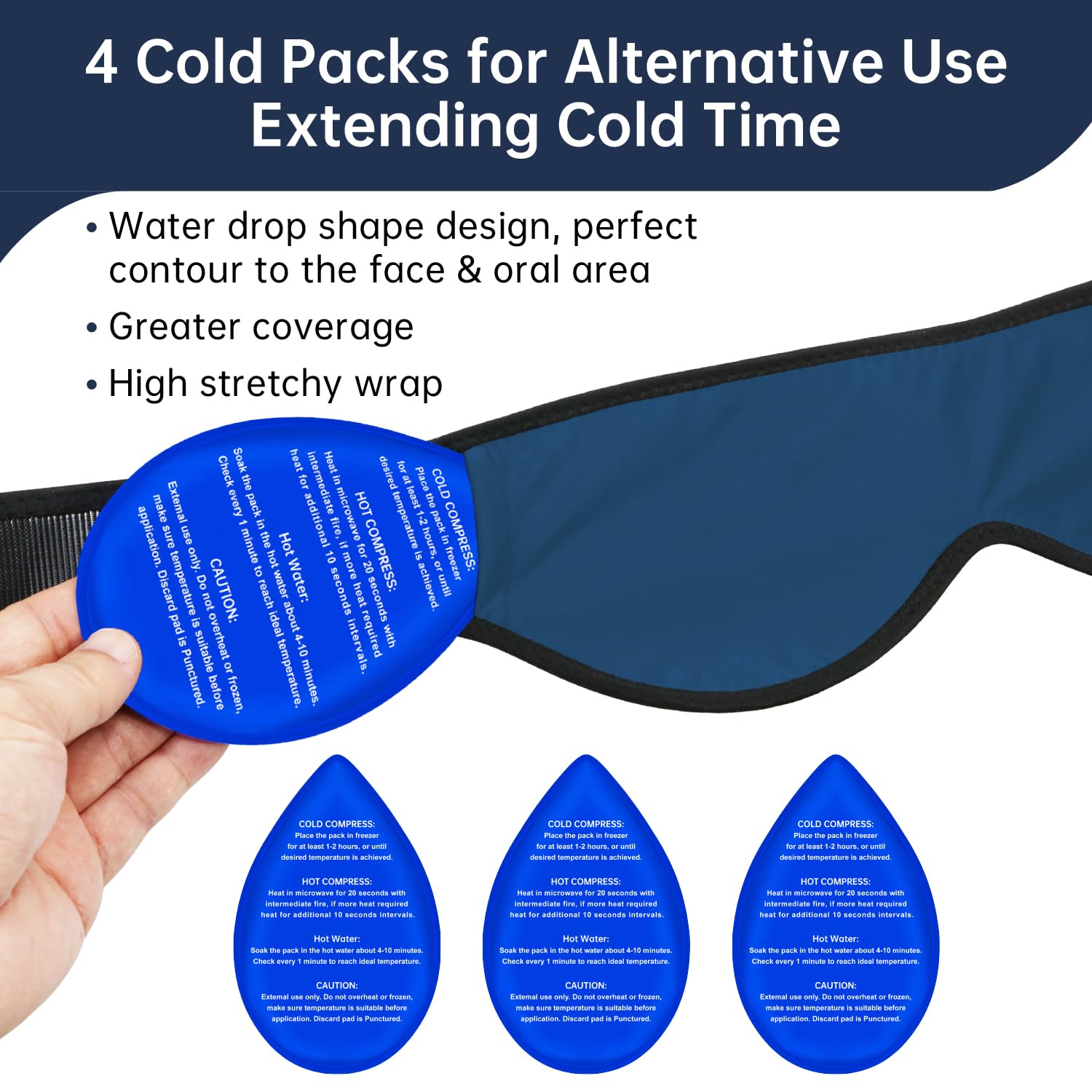 ZNÖCUETÖD poches maintien glace visage, maintien sûr pendant l’utilisation.