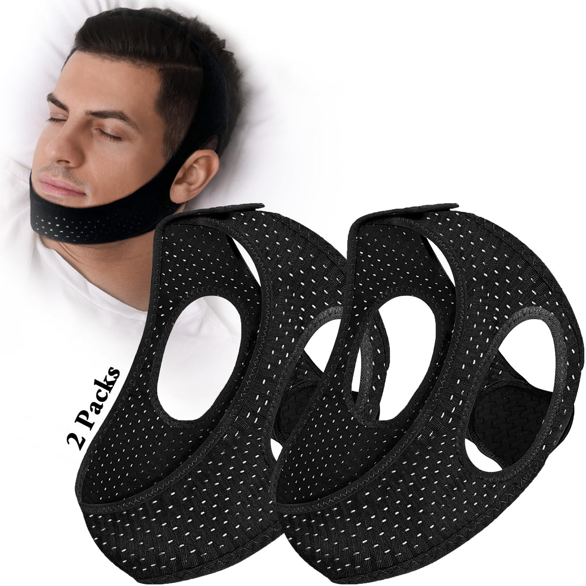 Znvyxhom serre-menton anti-ronflement: maintien du menton vers l'avant pour un sommeil plus paisible.